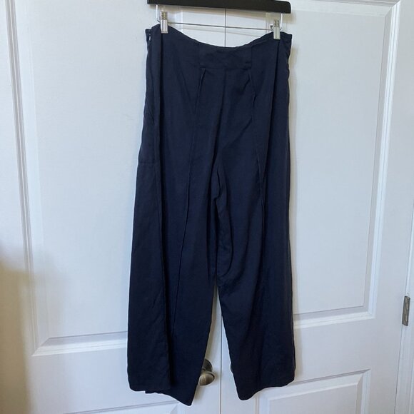 1. State Pants Womens M Navy Blue Wide Leg Cropped Culotte Coastal Boho Nautical - Picture 3 of 9